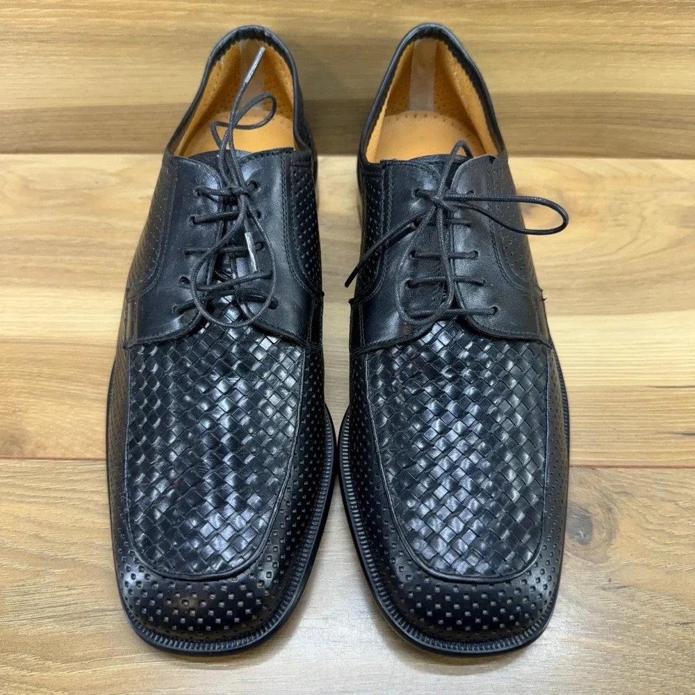 ET Wright Masters Collection Woven Oxford Mens 8.5 EE Black Leather Perf Modern